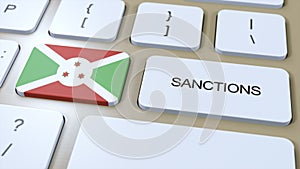 Burundi Imposes Sanctions Against Some Country. Sanctions Imposed on Burundi. Keyboard Button Push. Politics 3D