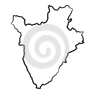 Burundi map from the contour black brush lines different thickness on white background. Vector illustration