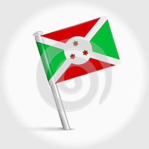 Burundi map pin flag. 3D realistic vector illustration