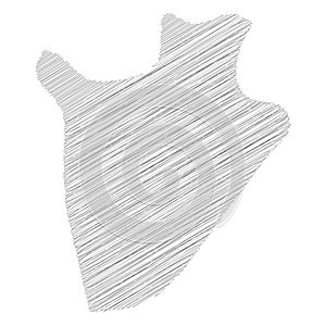 Burundi - pencil scribble sketch silhouette map of country area with dropped shadow. Simple flat vector illustration
