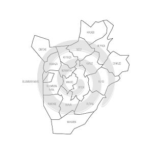 Burundi political map of administrative divisions