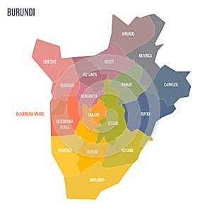 Burundi political map of administrative divisions