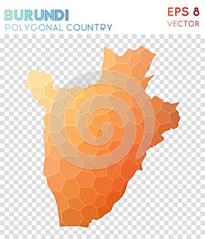 Burundi polygonal map, mosaic style country.