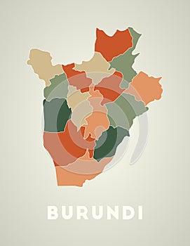 Burundi poster in retro style.