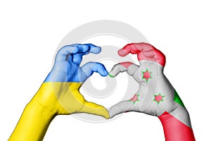 Burundi Ukraine Heart, Hand gesture making heart