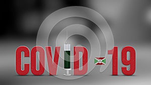 Burundi vaccination campaign and Covid-19 3D illustration.