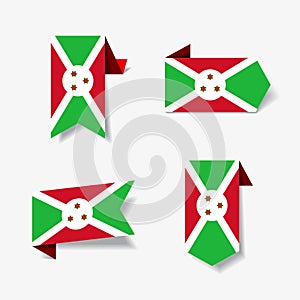 Burundian flag stickers and labels. Vector illustration.
