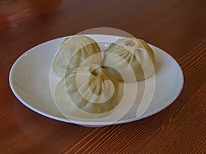 Buryat delicious buuz on a plate photo