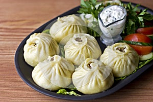 Buryat food - buuzy stuffed with meat photo