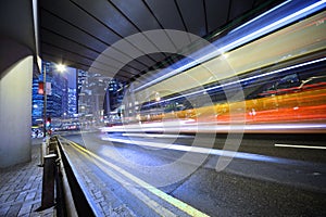 Bus, blurred motion.