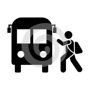 Bus, boy, school, go icon. Element of education pictogram icon. Premium quality graphic design icon. Signs and symbols collection