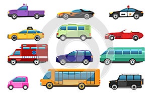 Bus and cars design objects