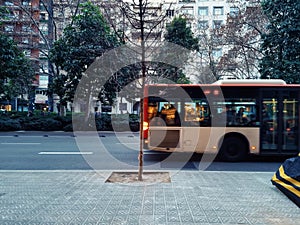 Bus circulating in the city of Barcelona