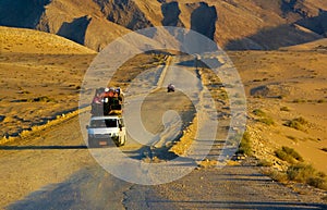 Bus in Egypt desert