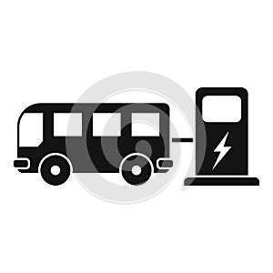 Bus electrical refueling icon, simple style