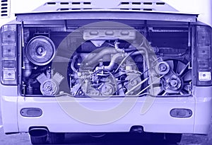 Bus engine blue toning