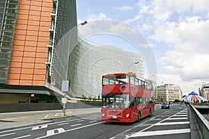 Bus at European commission building Brussels