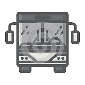 Bus filled outline icon, transport and vehicle