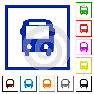 Bus framed flat icons