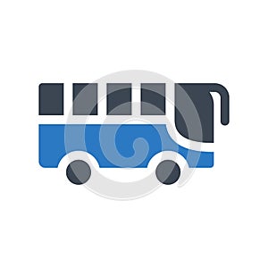 Bus glyph color flat vector icon