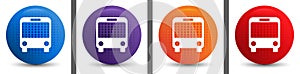 Bus icon abstract halftone round button set