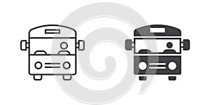 Bus icon in flat style. Autobus vector illustration on isolated background. Transport sign business concept photo