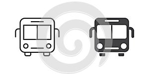 Bus icon in flat style. Autobus vector illustration on isolated background. Transport sign business concept