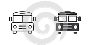 Bus icon in flat style. Autobus vector illustration on isolated background. Transport sign business concept