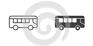 Bus icon in flat style. Autobus vector illustration on isolated background. Transport sign business concept