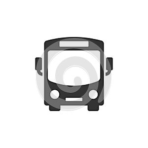 Bus icon in flat style. Coach car vector illustration on white isolated background. Autobus business concept