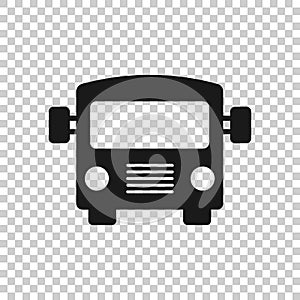 Bus icon in flat style. Coach car vector illustration on white isolated background. Autobus business concept