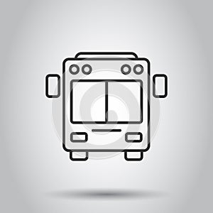 Bus icon in flat style. Coach car vector illustration on white isolated background. Autobus business concept