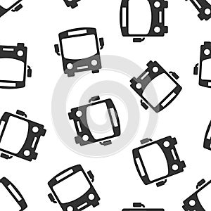 Bus icon in flat style. Coach car vector illustration on white isolated background. Autobus seamless pattern business concept