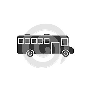 Bus icon in flat style. Coach vector illustration on white isolated background. Autobus vehicle business concept