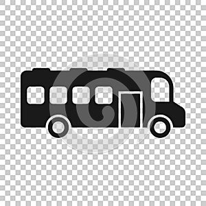 Bus icon in flat style. Coach vector illustration on white isolated background. Autobus vehicle business concept photo