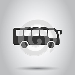 Bus icon in flat style. Coach vector illustration on white isolated background. Autobus vehicle business concept photo