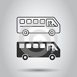 Bus icon in flat style. Coach vector illustration on white isolated background. Autobus vehicle business concept