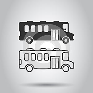 Bus icon in flat style. Coach vector illustration on white isolated background. Autobus vehicle business concept