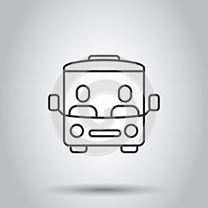 Bus icon in flat style. Coach vector illustration on white isolated background. Autobus vehicle business concept