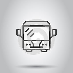 Bus icon in flat style. Coach vector illustration on white isolated background. Autobus vehicle business concept