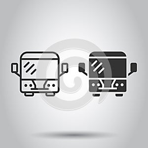 Bus icon in flat style. Coach vector illustration on white isolated background. Autobus vehicle business concept