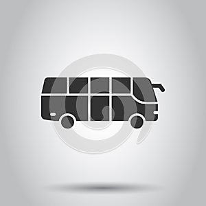 Bus icon in flat style. Coach vector illustration on white isolated background. Autobus vehicle business concept