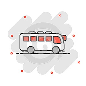 Bus icon in flat style. Coach vector illustration on white isolated background. Autobus vehicle business concept