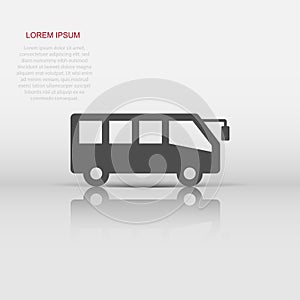 Bus icon in flat style. Coach vector illustration on white isolated background. Autobus vehicle business concept