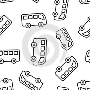 Bus icon in flat style. Coach vector illustration on white isolated background. Autobus vehicle seamless pattern business concept