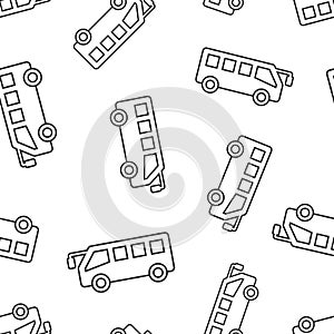 Bus icon in flat style. Coach vector illustration on white isolated background. Autobus vehicle seamless pattern business concept