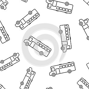 Bus icon in flat style. Coach vector illustration on white isolated background. Autobus vehicle seamless pattern business concept