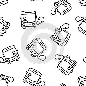 Bus icon in flat style. Coach vector illustration on white isolated background. Autobus vehicle seamless pattern business concept