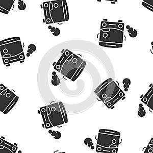 Bus icon in flat style. Coach vector illustration on white isolated background. Autobus vehicle seamless pattern business concept