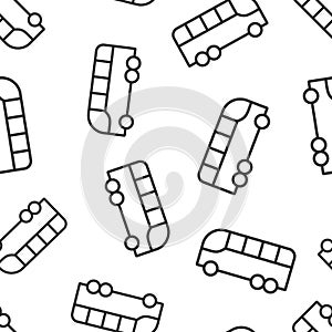 Bus icon in flat style. Coach vector illustration on white isolated background. Autobus vehicle seamless pattern business concept